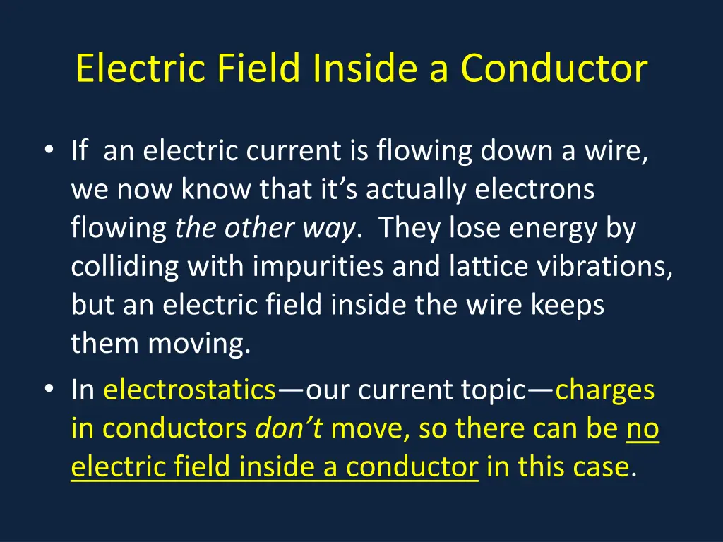 electric field inside a conductor