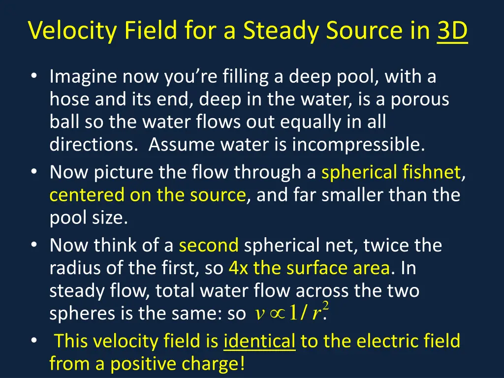 velocity field for a steady source in 3d