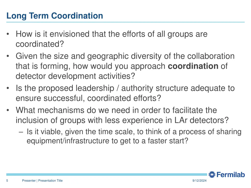 long term coordination