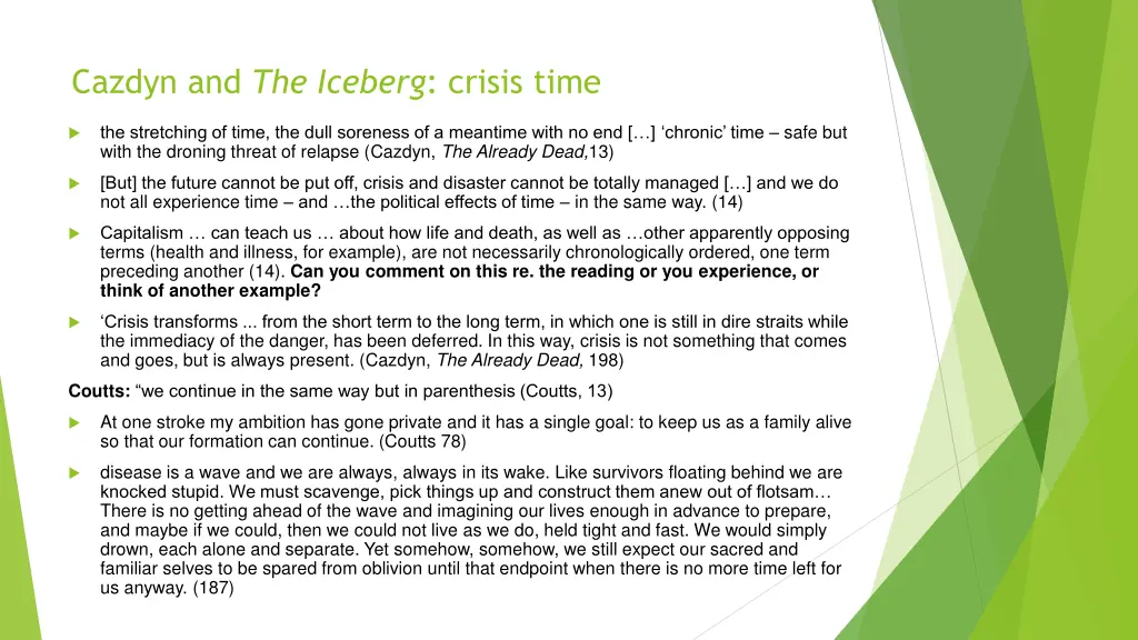 cazdyn and the iceberg crisis time