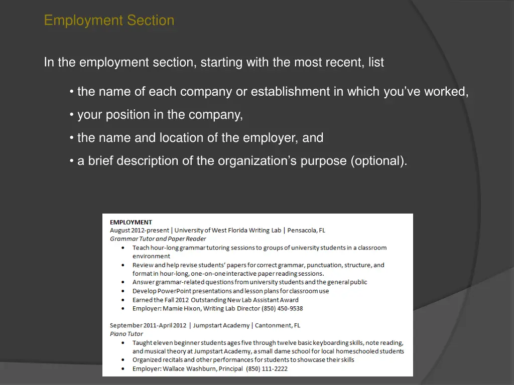 employment section