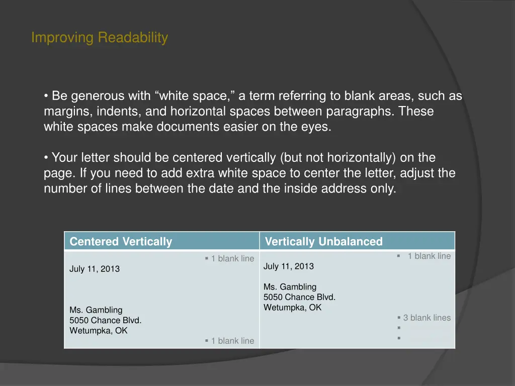 improving readability 1