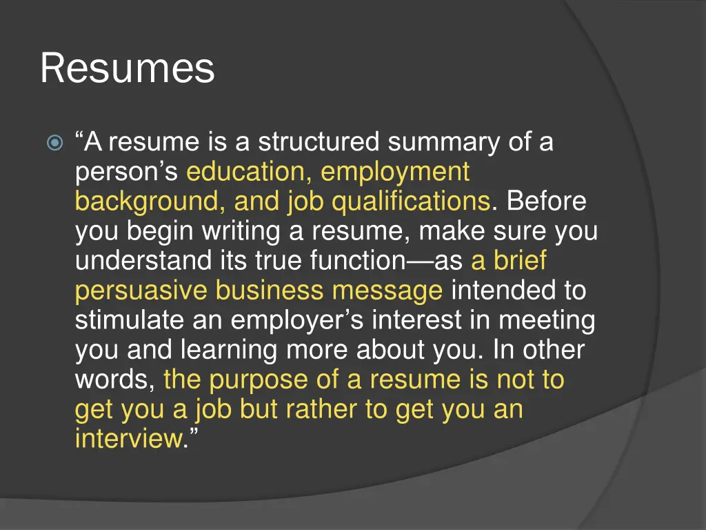 resumes