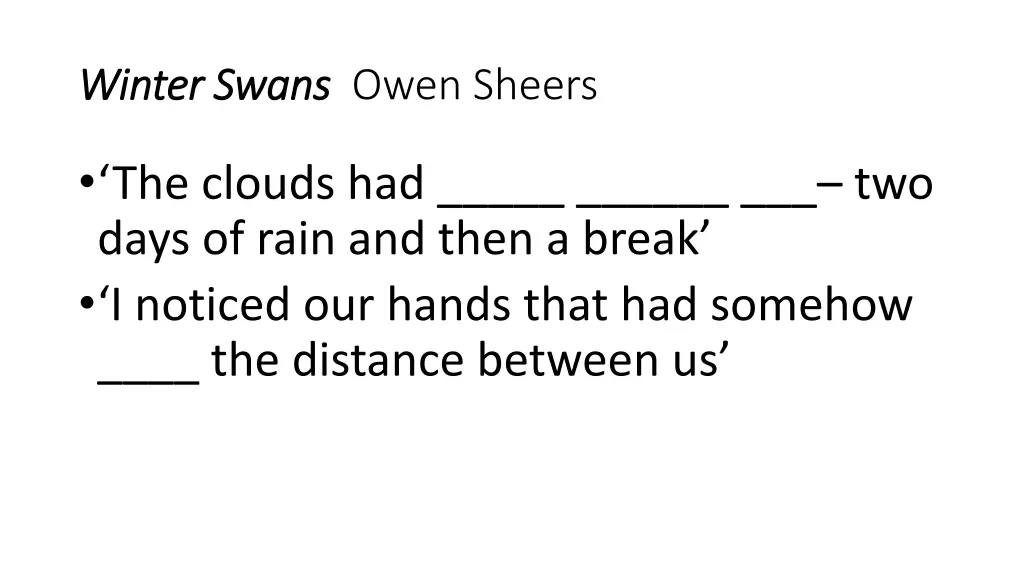 winter swans winter swans owen sheers 2