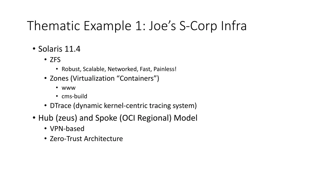 thematic example 1 joe s s corp infra