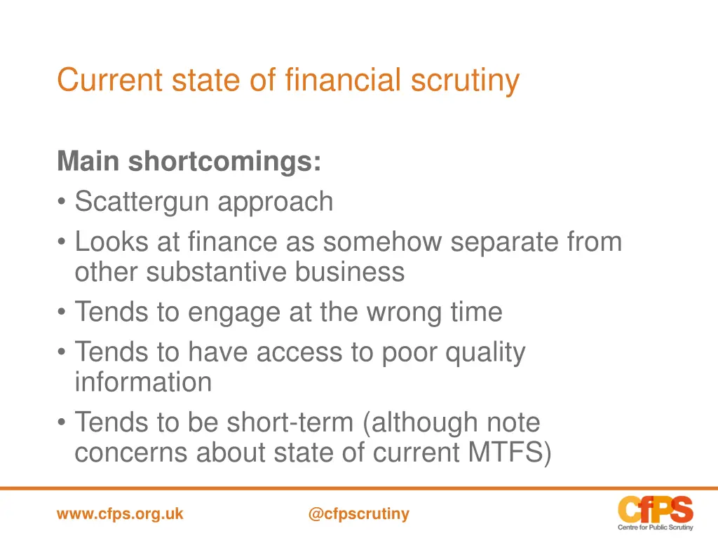 current state of financial scrutiny 1