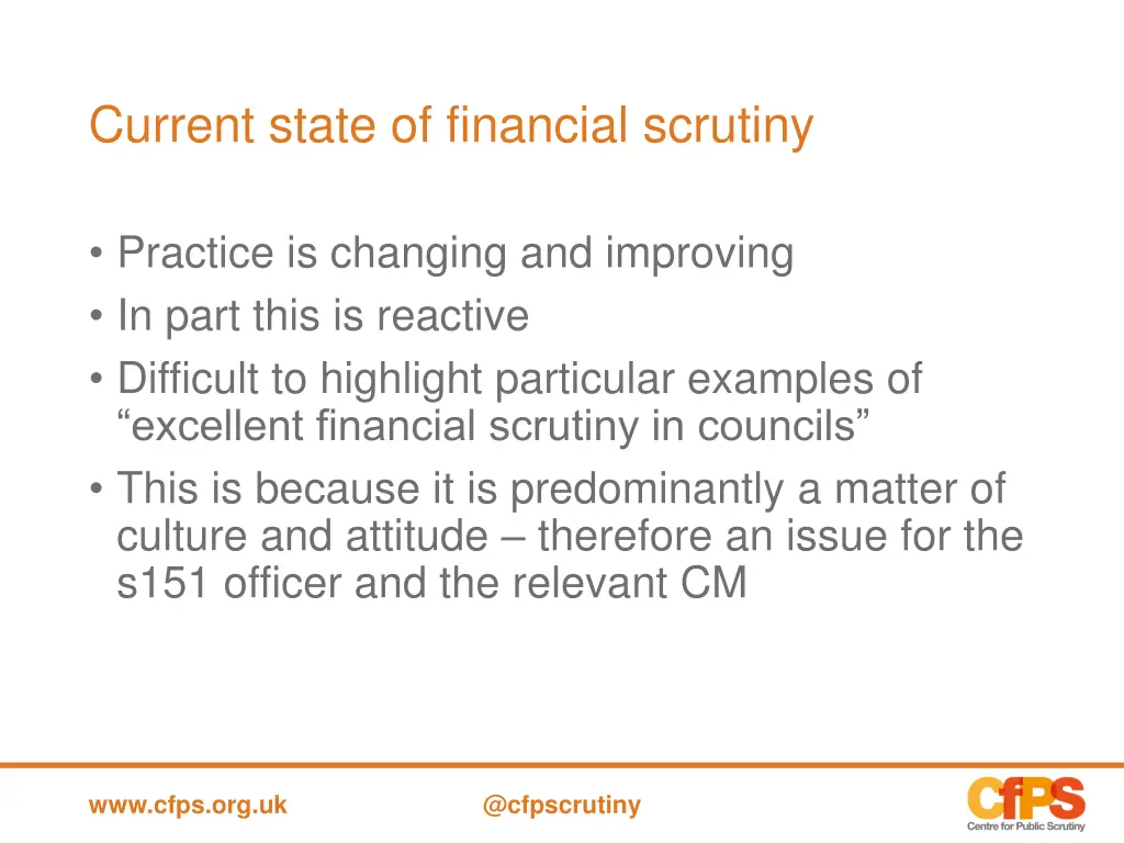 current state of financial scrutiny 2