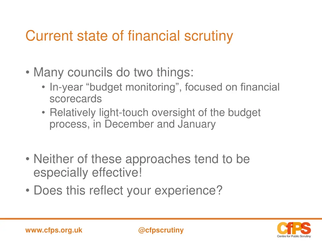 current state of financial scrutiny