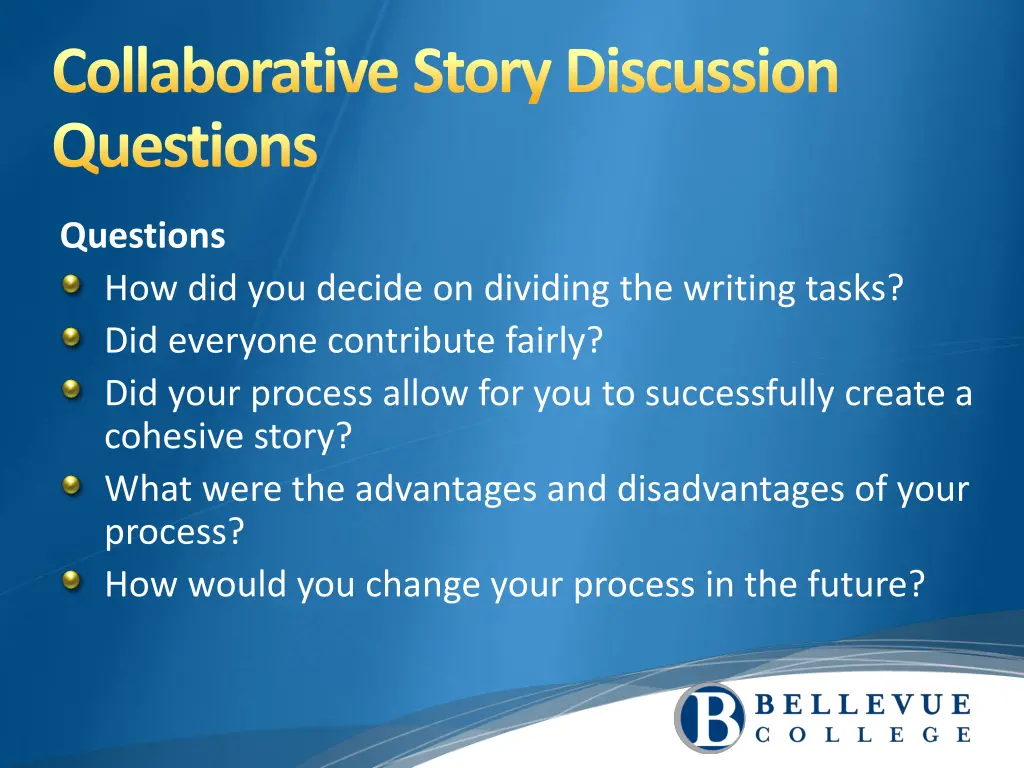 collaborative story discussion questions