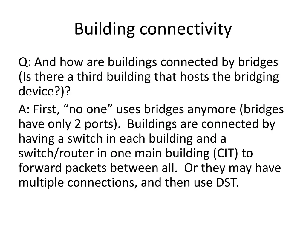 building connectivity