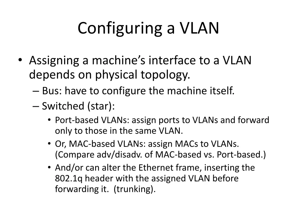 configuring a vlan