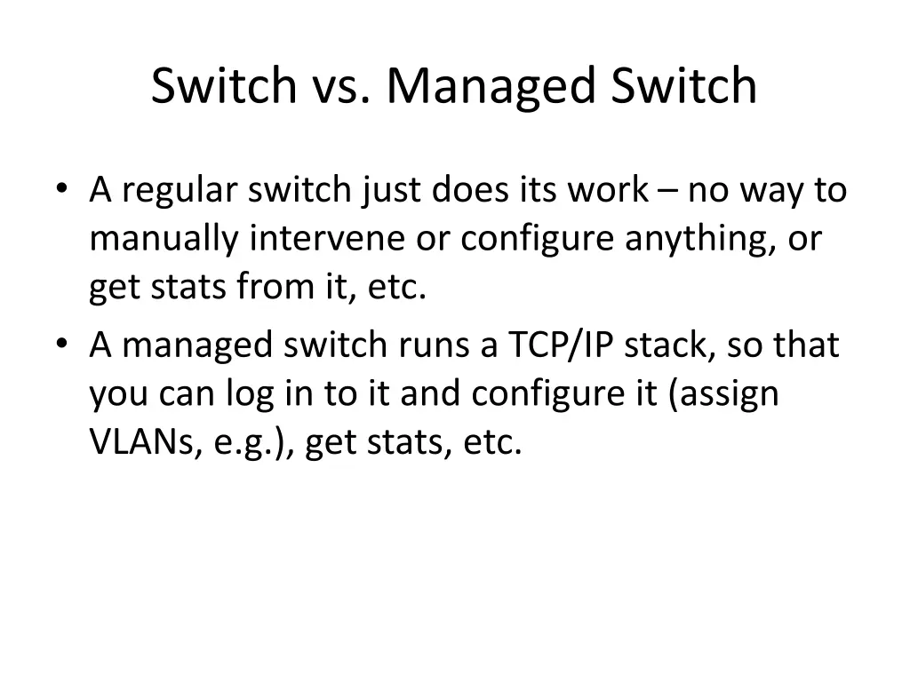 switch vs managed switch