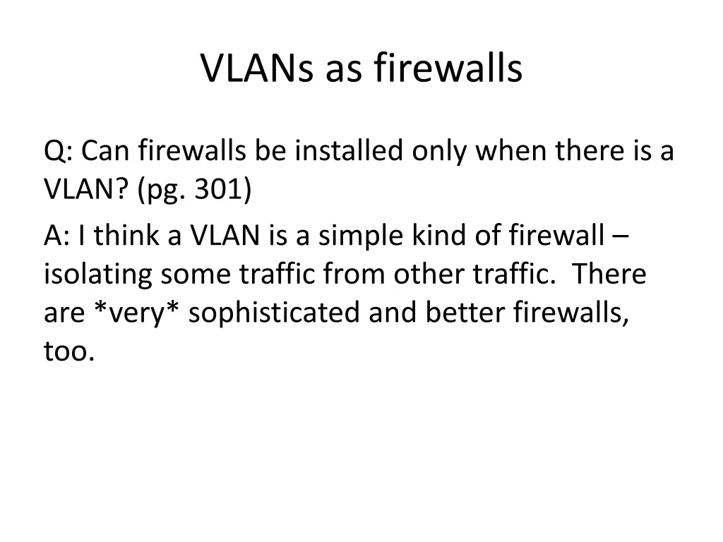 vlans as firewalls