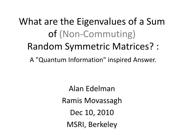 what are the eigenvalues