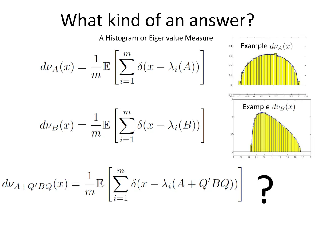 what kind of an answer a histogram or eigenvalue 1