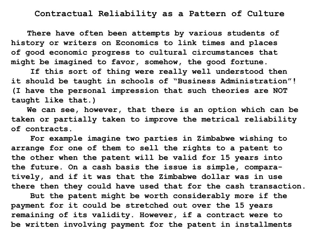 contractual reliability as a pattern of culture