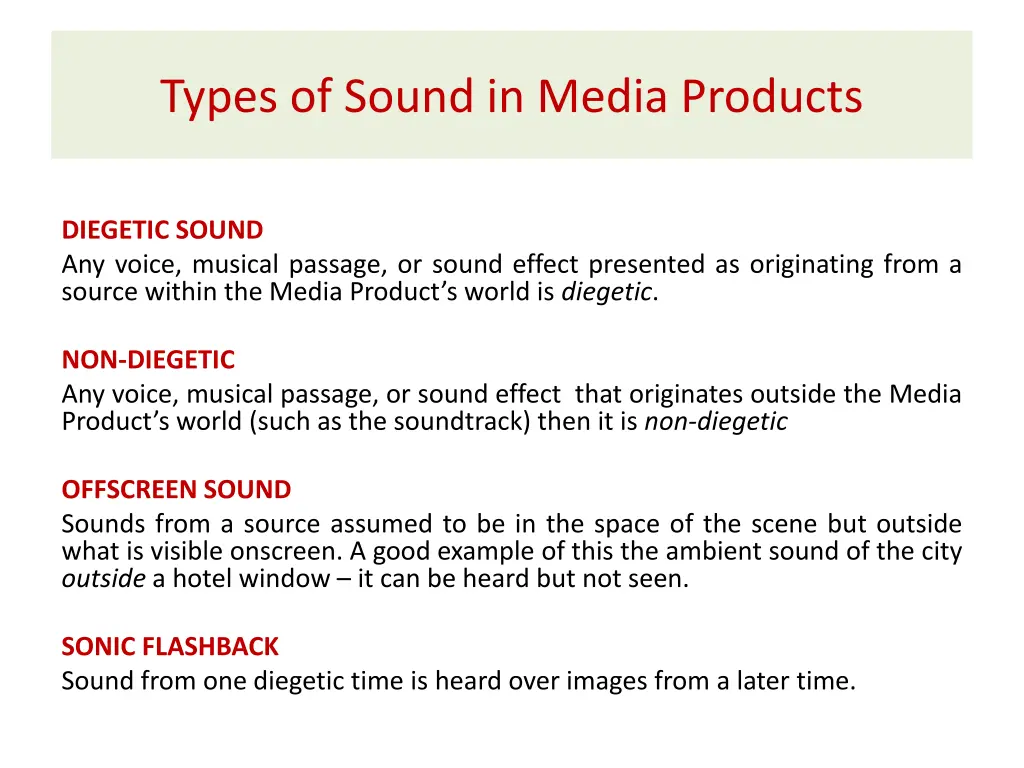 types of sound in media products 1