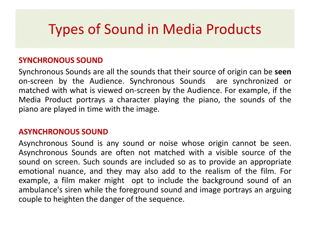 types of sound in media products 2