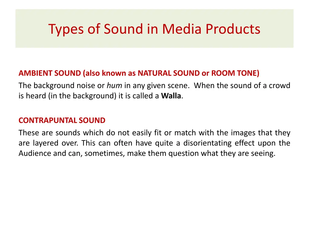 types of sound in media products 3