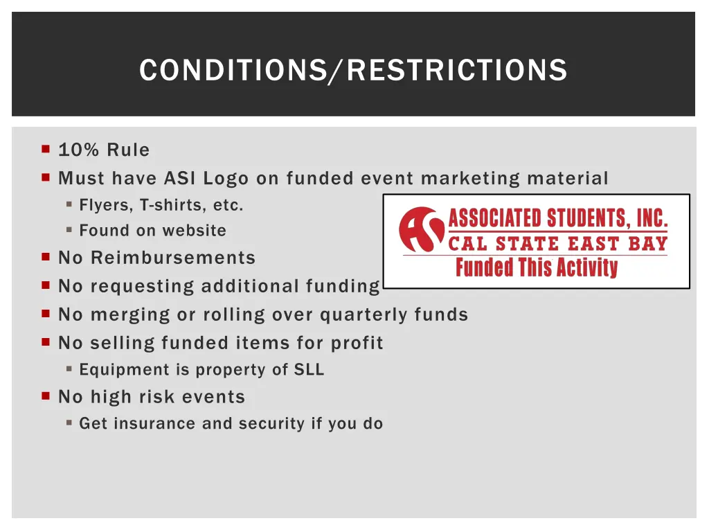 conditions restrictions