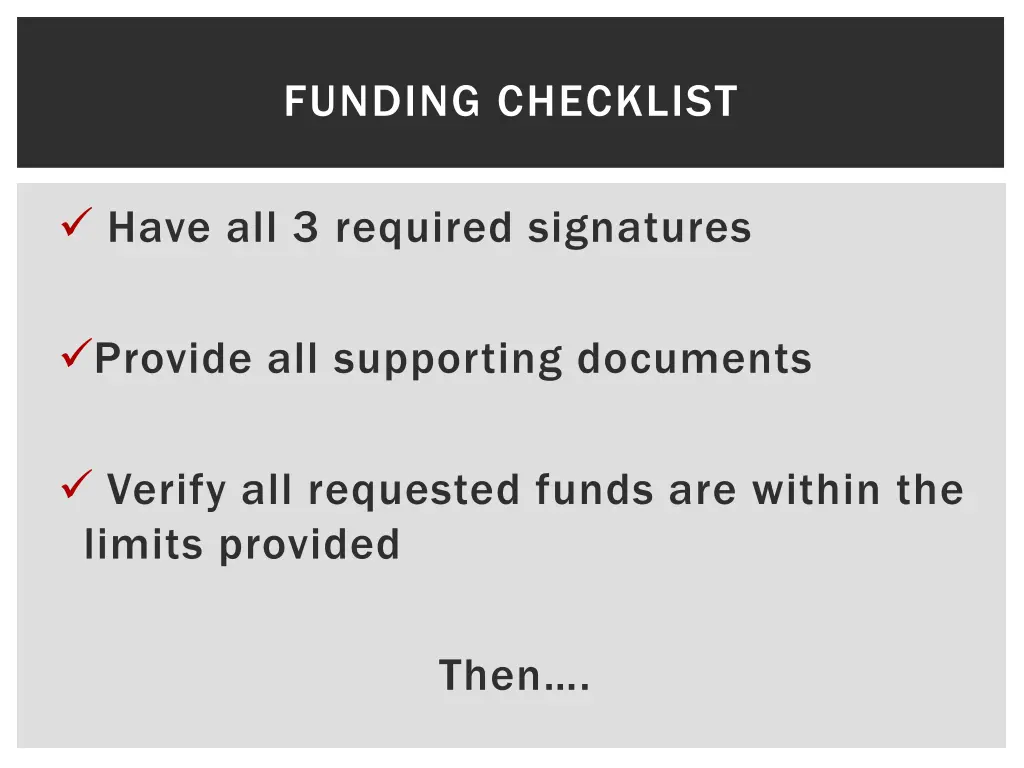 funding checklist