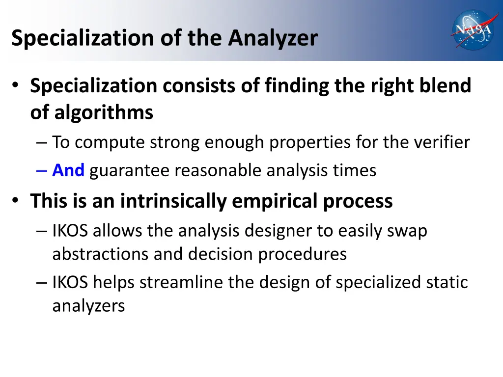 specialization of the analyzer