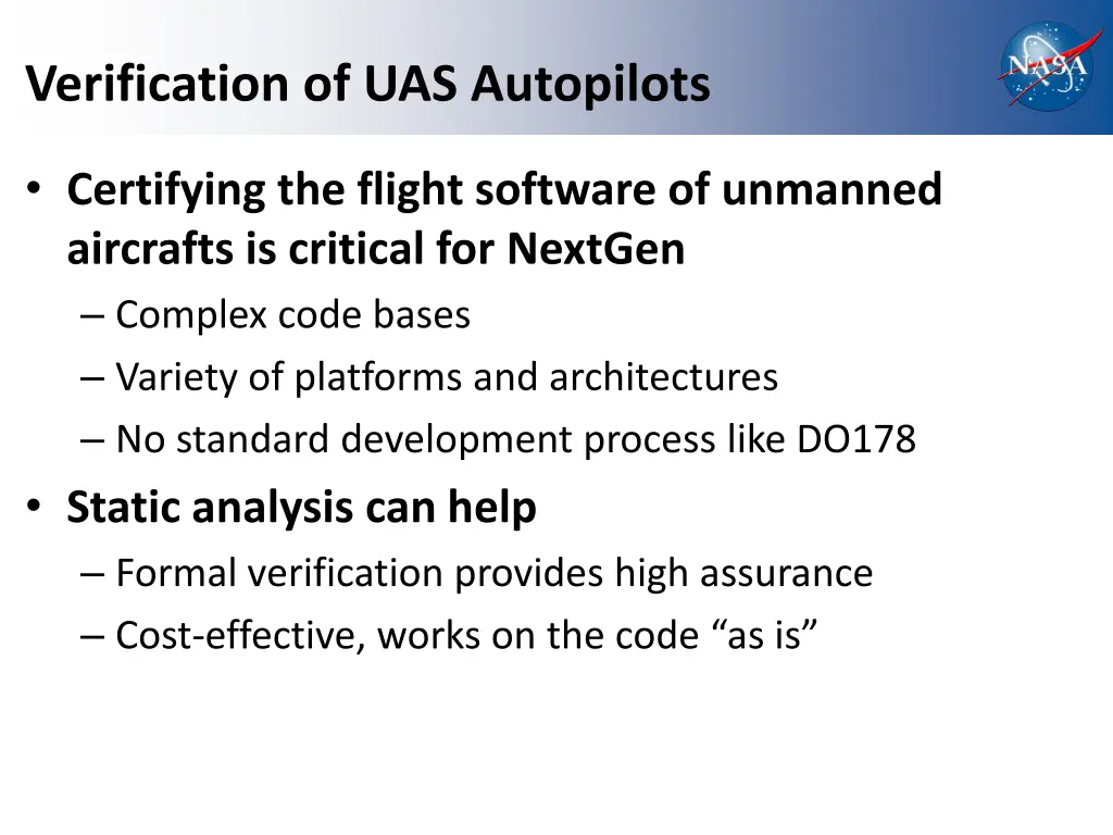 verification of uas autopilots