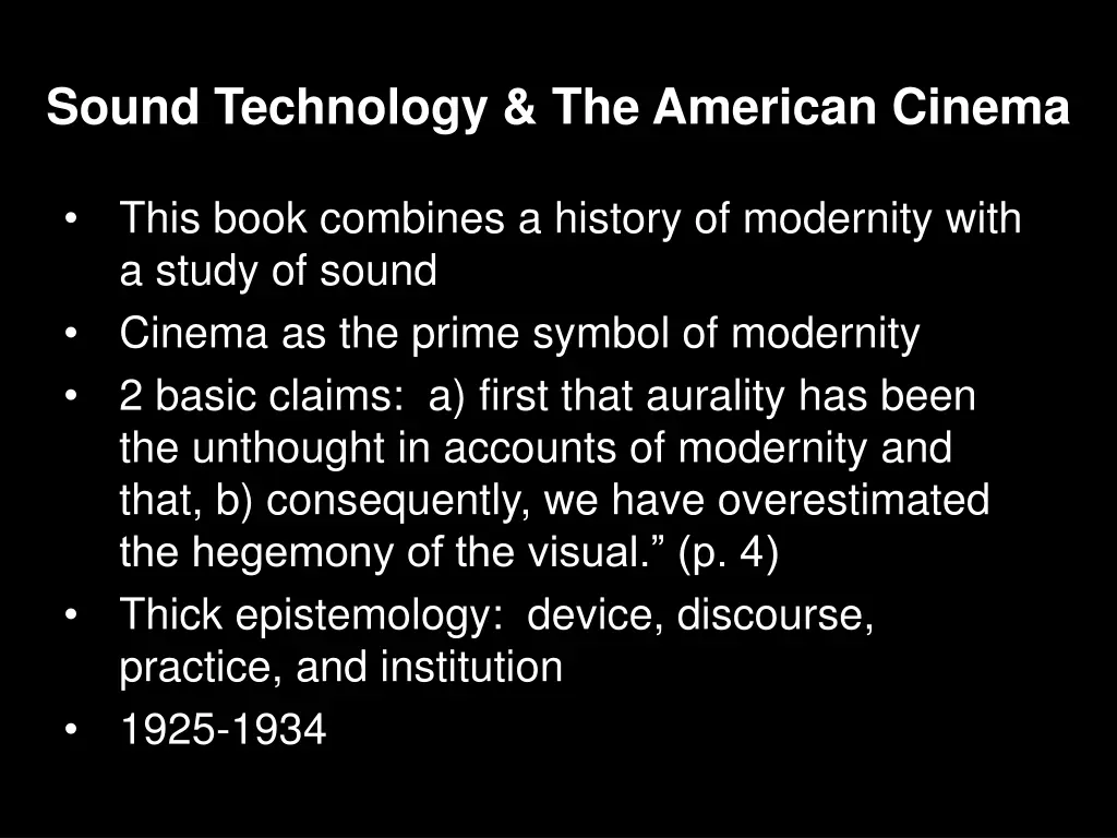 sound technology the american cinema