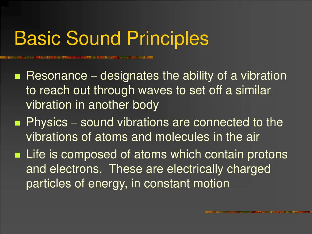 basic sound principles