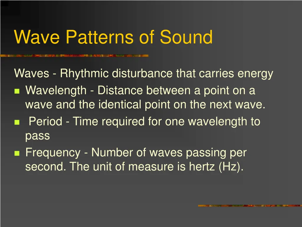 wave patterns of sound