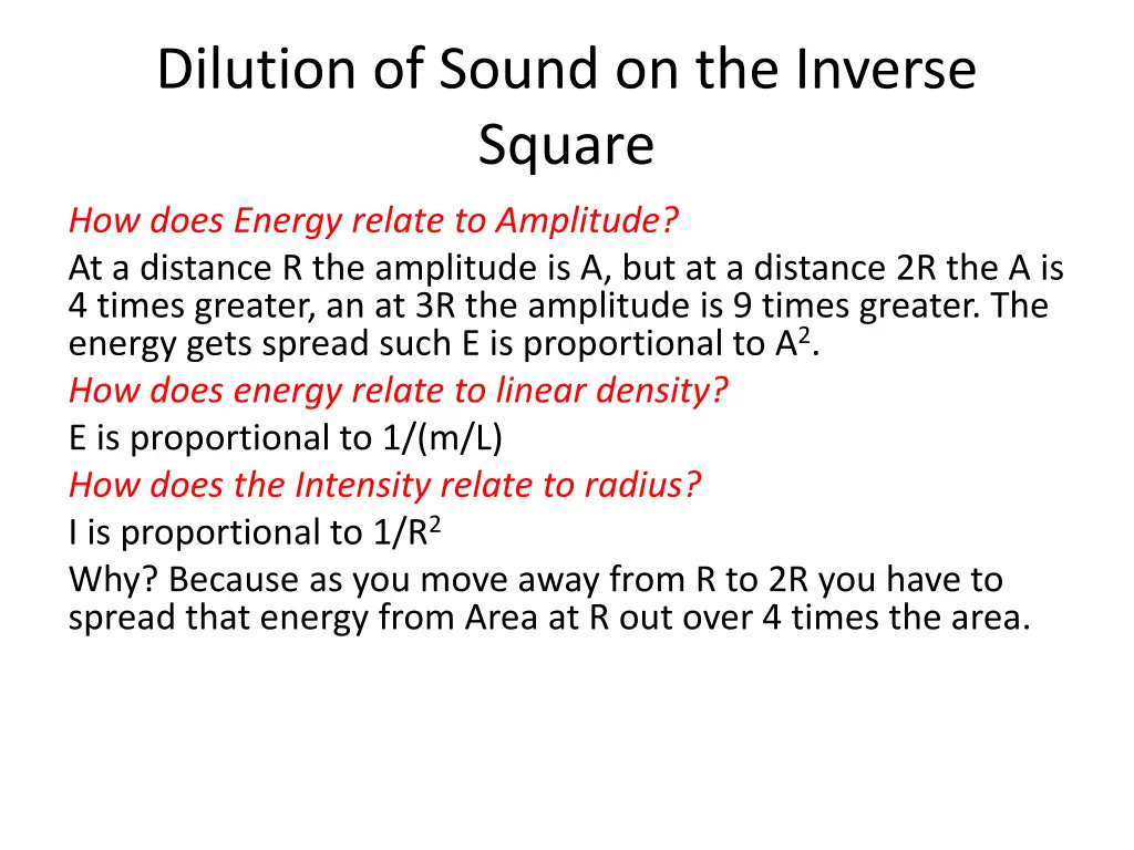 dilution of sound on the inverse square