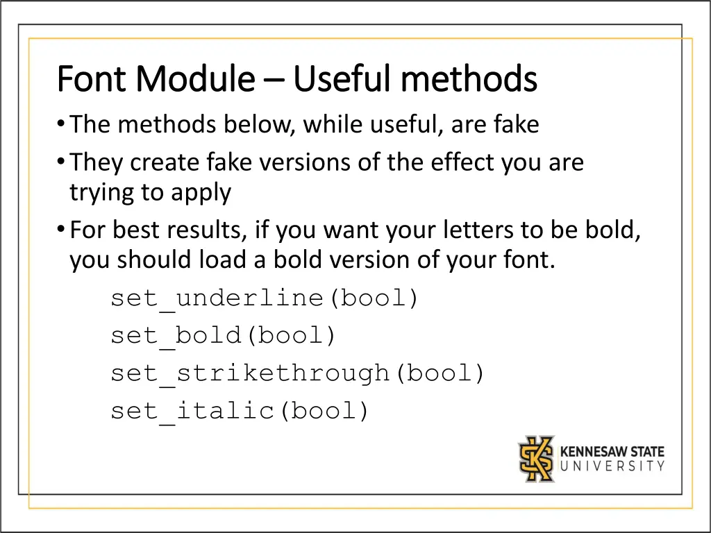 font module font module useful methods useful