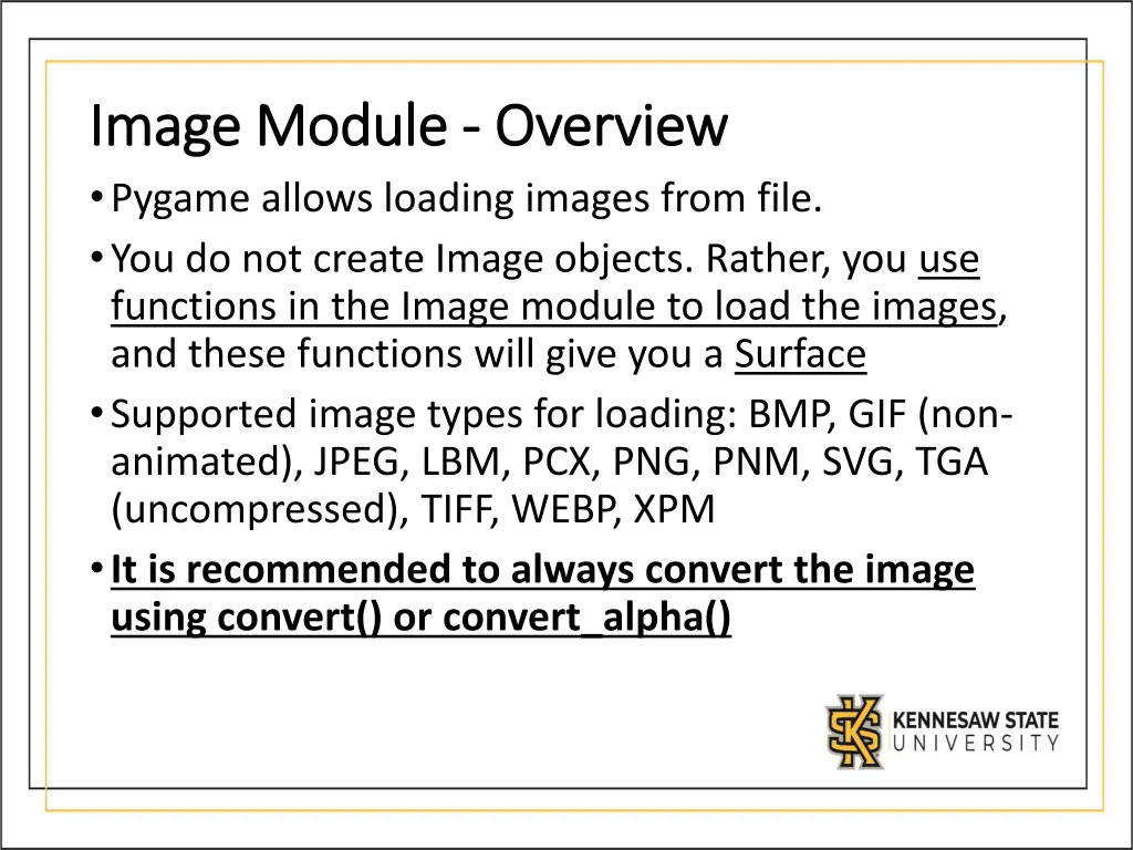 image module image module overview pygame allows