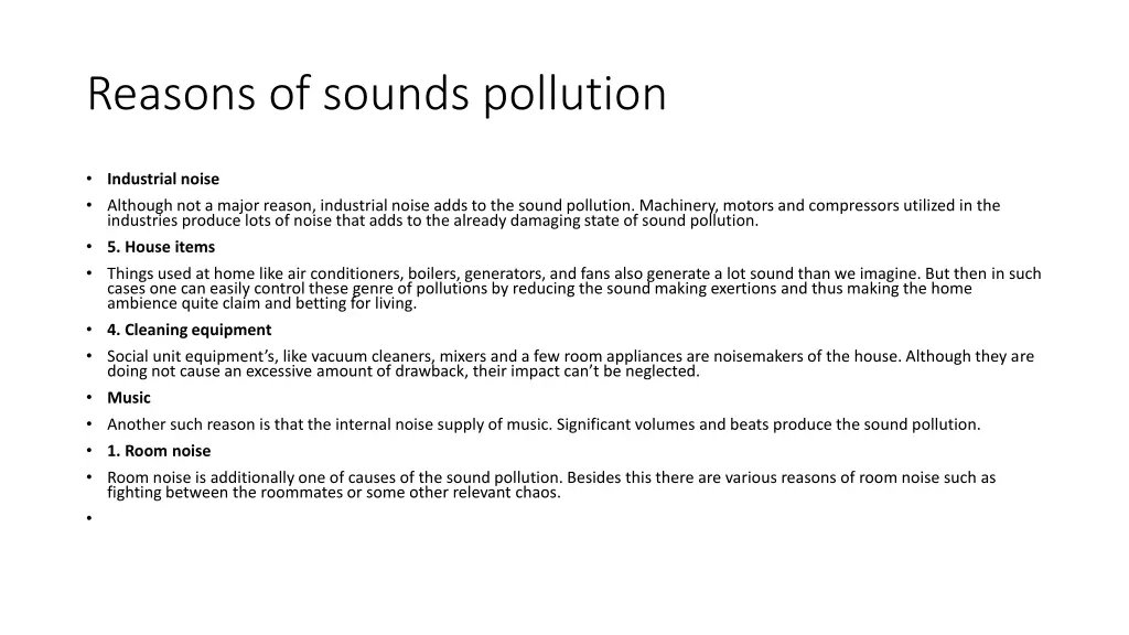 reasons of sounds pollution 1