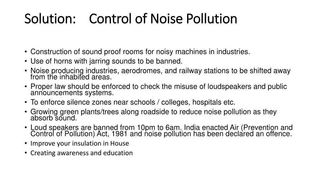 solution control of noise pollution solution