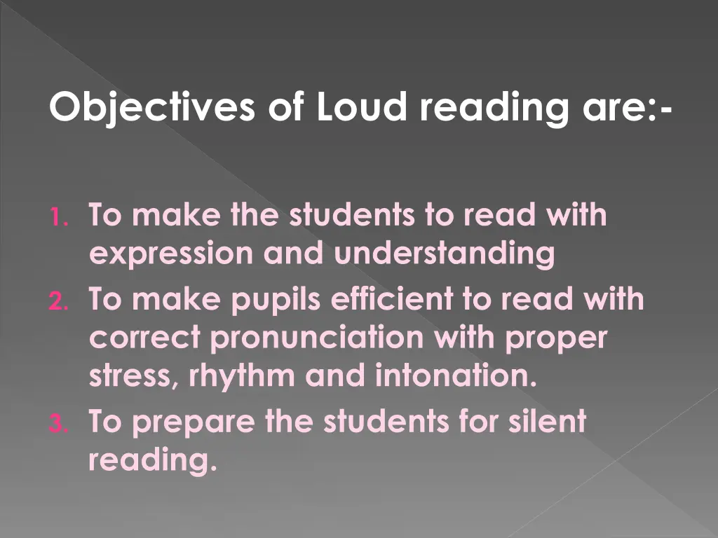 objectives of loud reading are