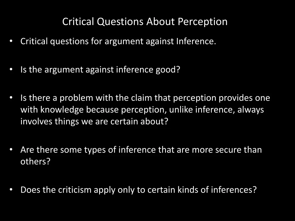 critical questions about perception