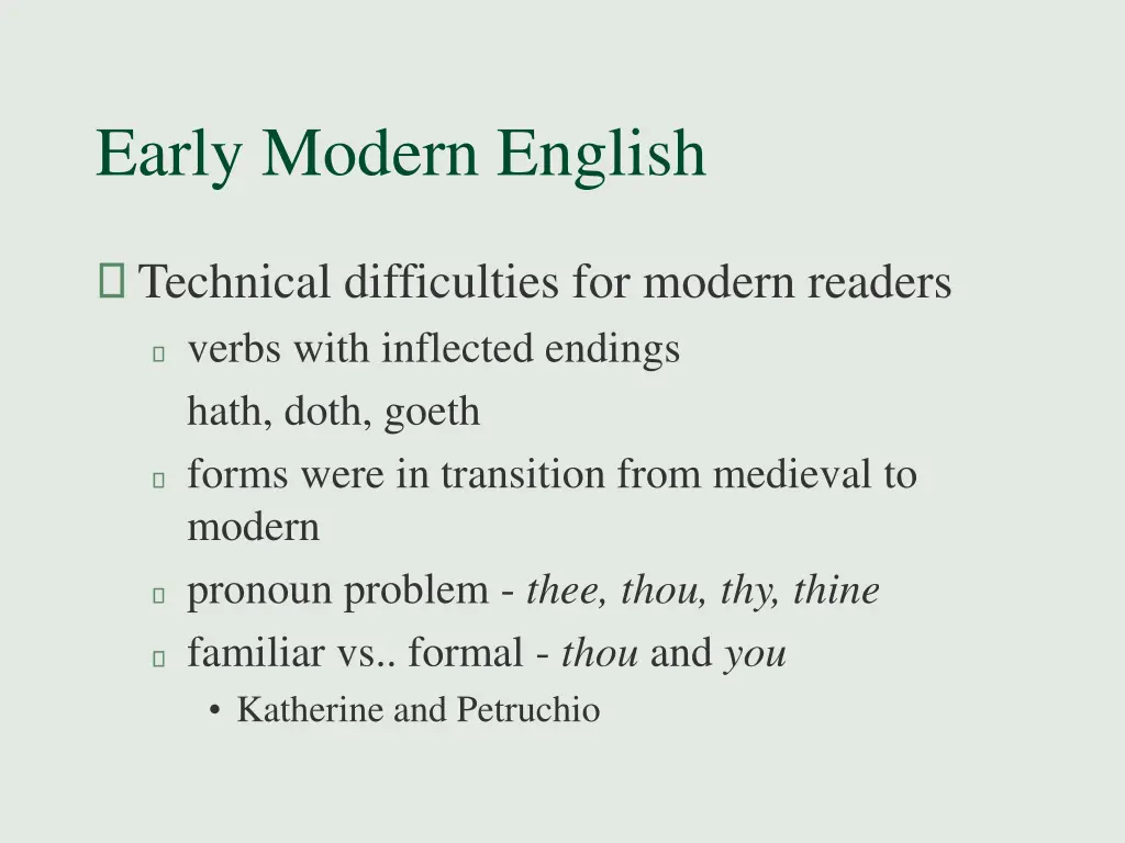 early modern english