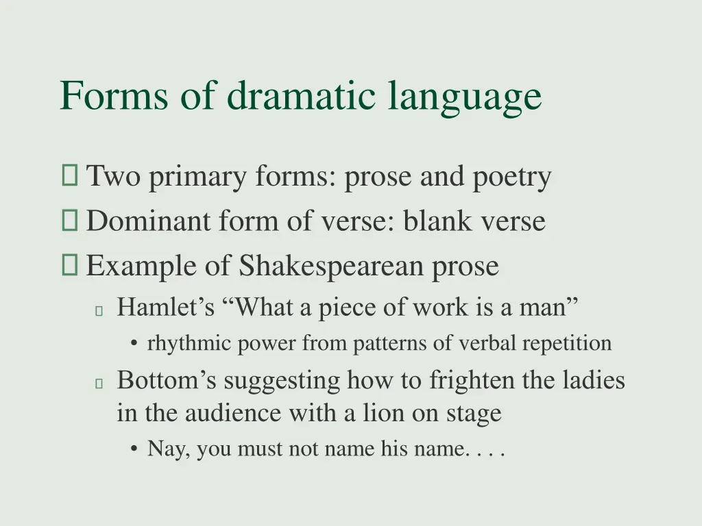 forms of dramatic language