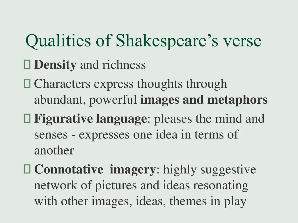 qualities of shakespeare s verse density