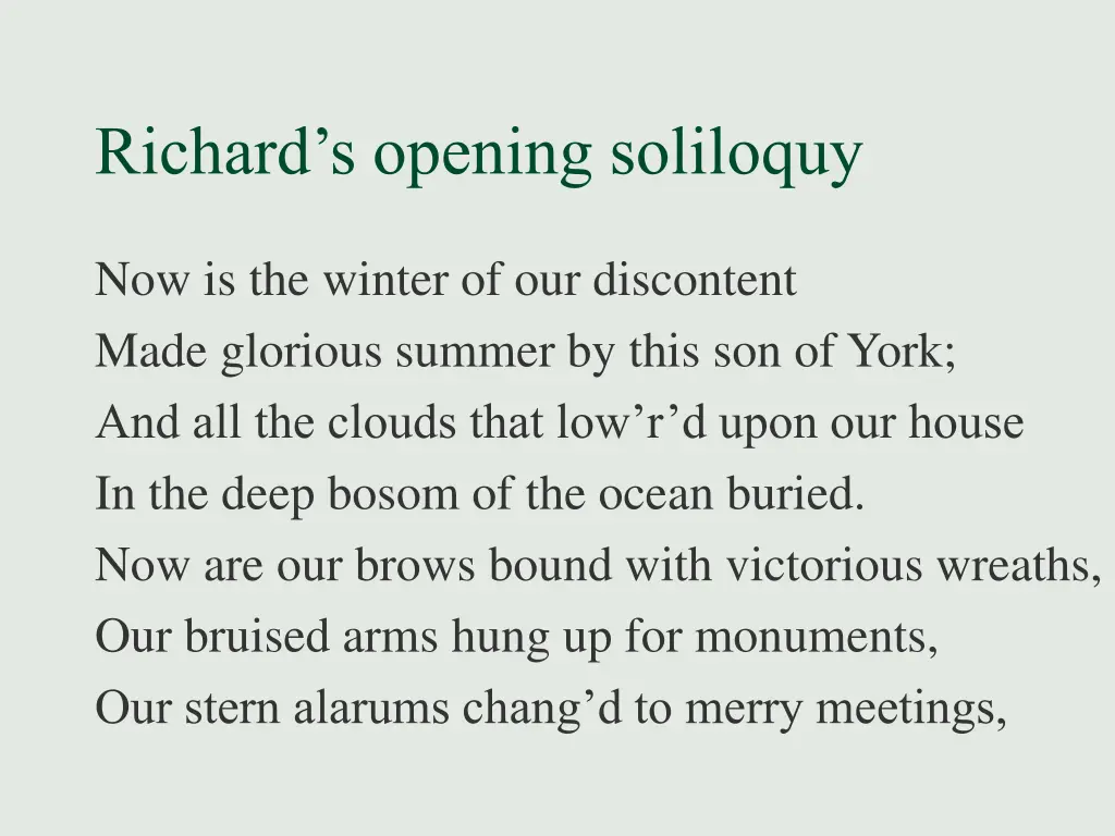 richard s opening soliloquy