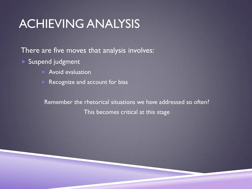 achieving analysis