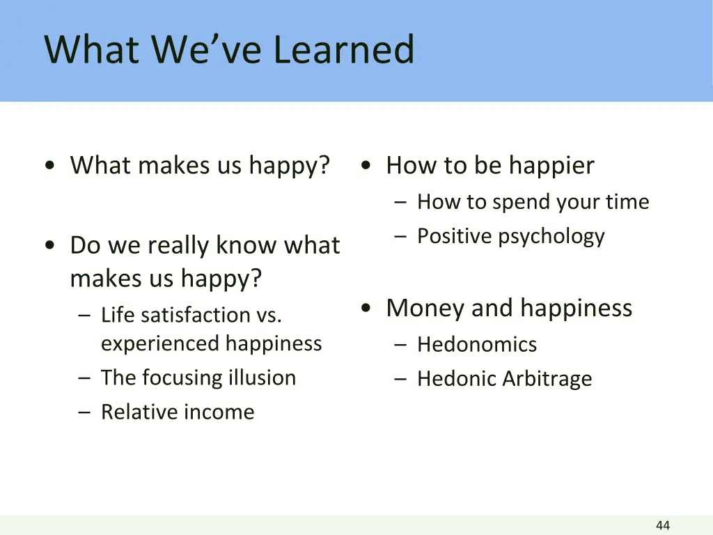 what we ve learned