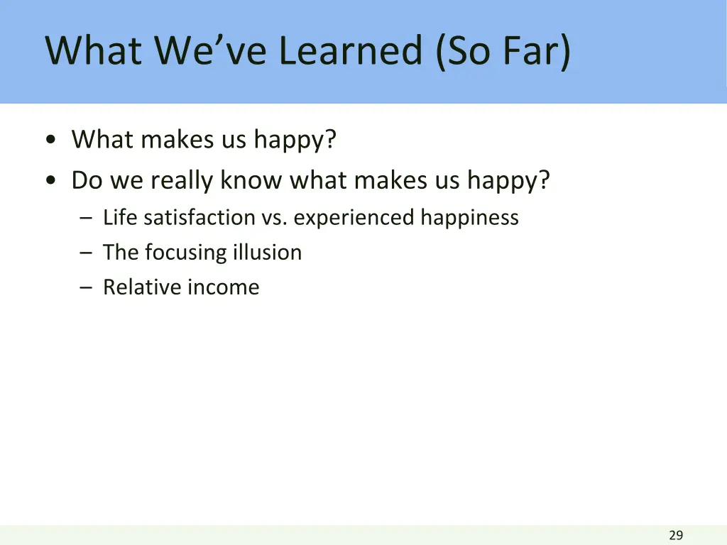 what we ve learned so far 1