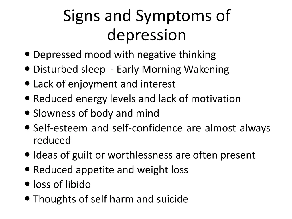 signs and symptoms of depression depressed mood