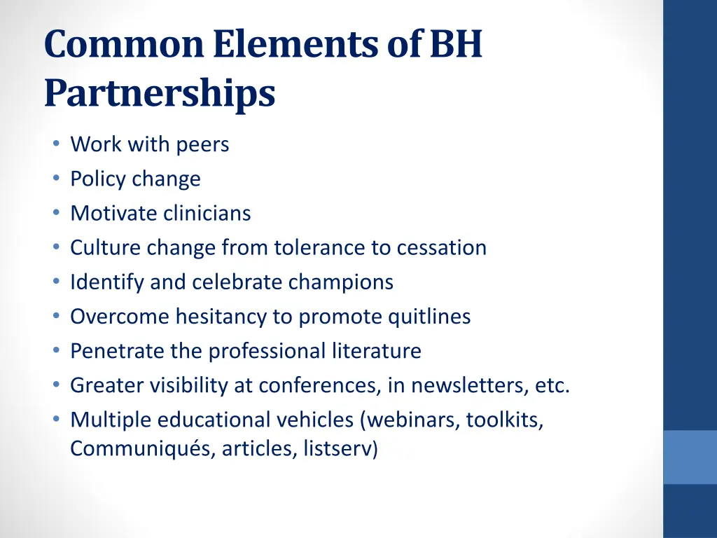 common elements of bh partnerships