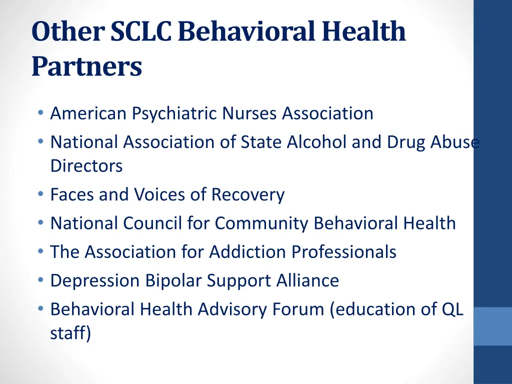 other sclc behavioral health partners