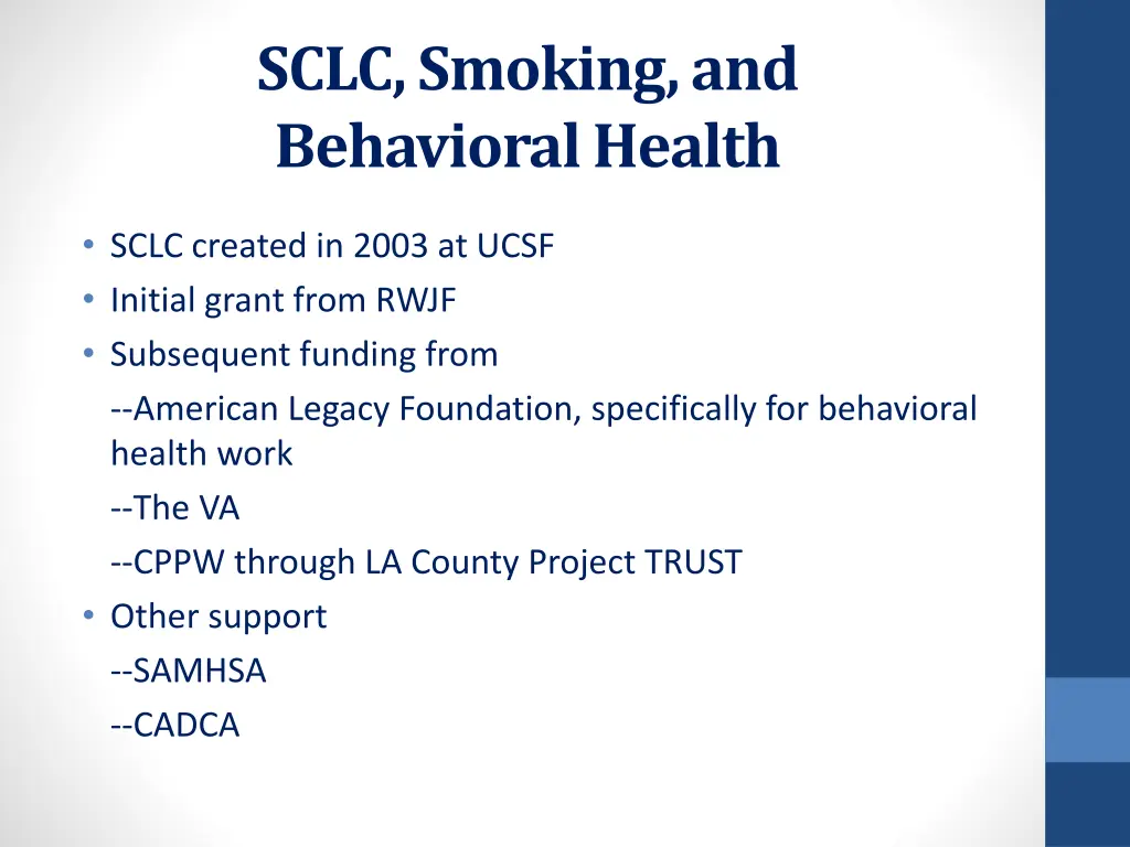 sclc smoking and behavioral health