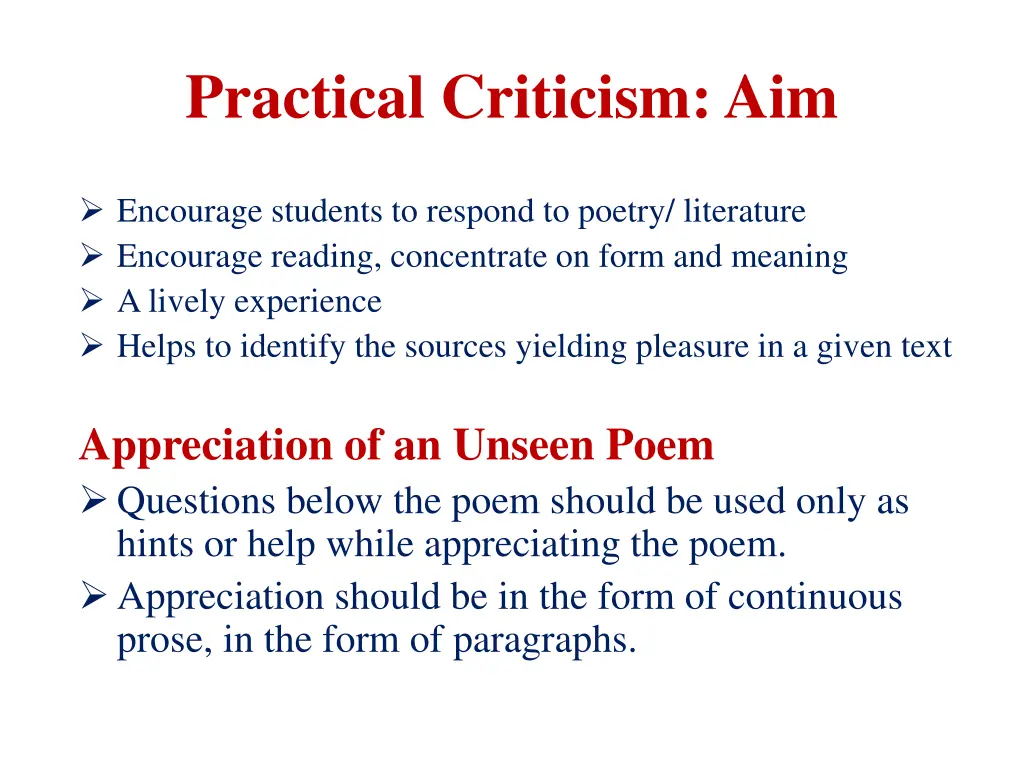 practical criticism aim