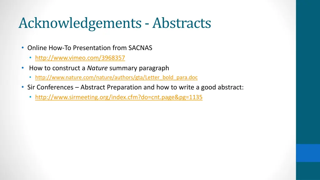 acknowledgements abstracts